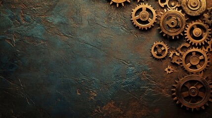 Naklejka premium Industrial Gears with Cog Wheels on Textured Rustic Background