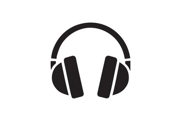 simple and unobtrusive headphone black and white vector silhouette illustration isolated in white background
