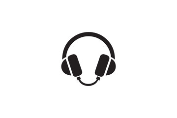 simple and unobtrusive headphone black and white vector silhouette illustration isolated in white background
