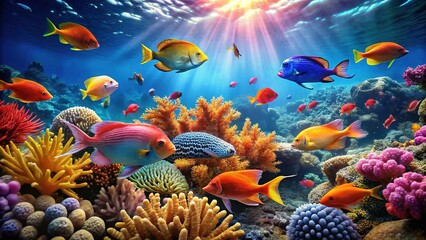 Underwater Fish, Coral Reef, Colorful Sea Life