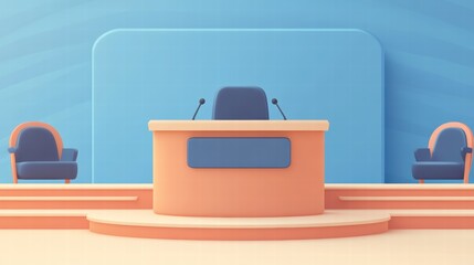 High-tech conference podium platform mockup modern stage setup professional environment digital design concept