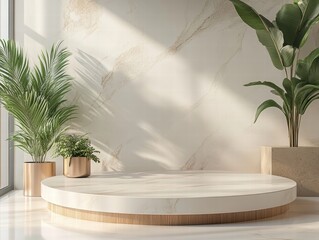 Custom branded podium for events modern interior photo mockup clean environment elevated view stylish platform