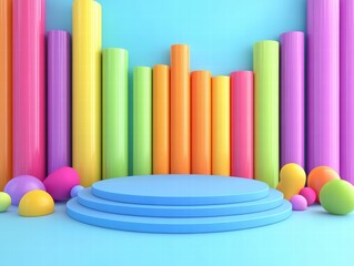 Vibrant stage design for modern podium mockup creative setting colorful environment artistic viewpoint
