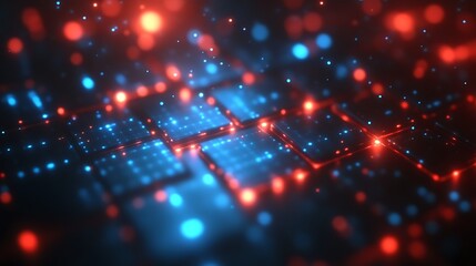 Obraz premium Abstract Glowing Cubes Red Blue Lights Pattern