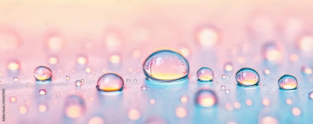 Aufkleber droplets abstract background idea. close-up of colorful water droplets on a smooth surface with soft
