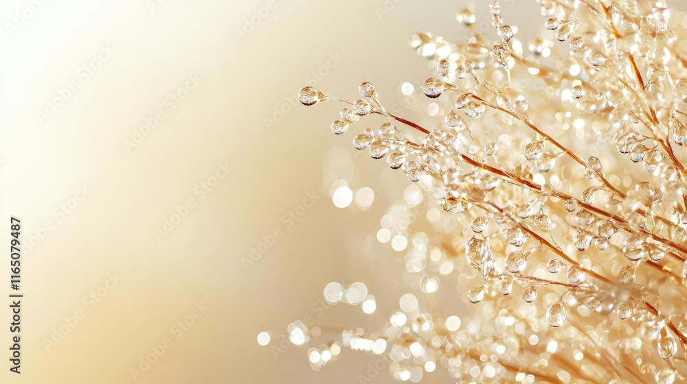 Aufkleber droplets abstract background idea. close-up of delicate plant with dew drops reflecting light on a s