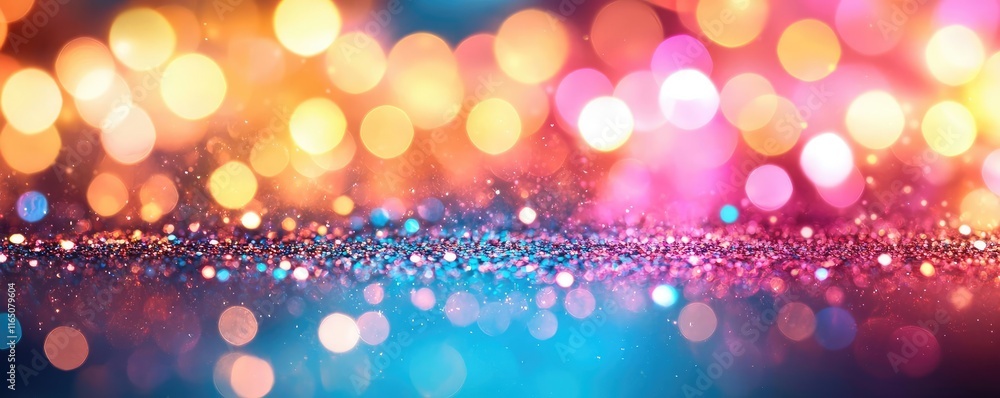 Poster sparkle abstract background concept. a vibrant blur of colorful bokeh lights for creative projects a