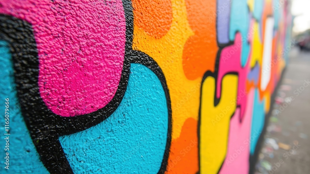 Poster graffiti abstract background concept. vibrant graffiti art featuring colorful patterns on an urban w