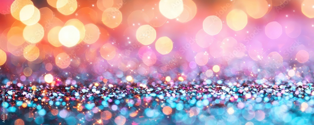 Aufkleber Sparkle abstract background concept. Colorful bokeh lights create a vibrant and festive atmosphere for your project.