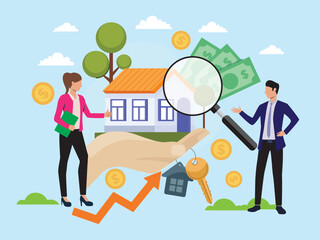 investment real estate payment mortgage purchase family home credit gold coin individual bank balance money house illustration clipart