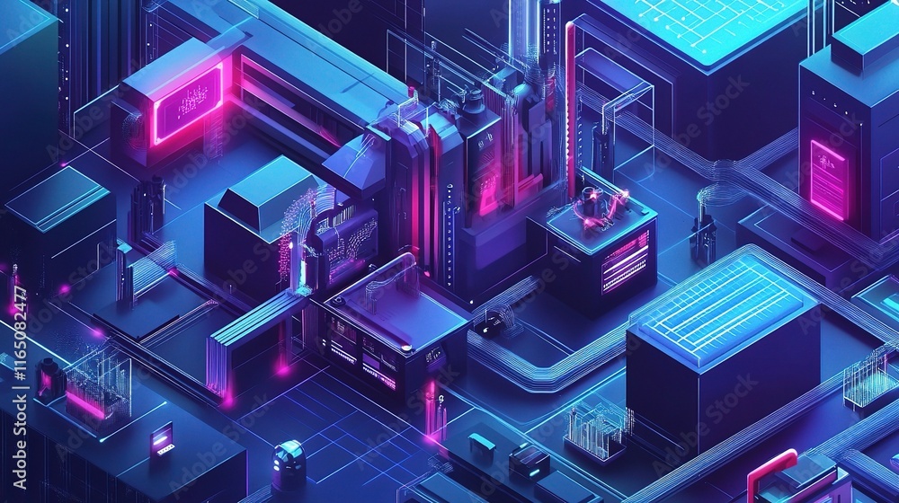 Poster smart factory concept with interconnected devices and technology