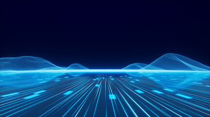 science and technology glow line space in dark background,3d rendering