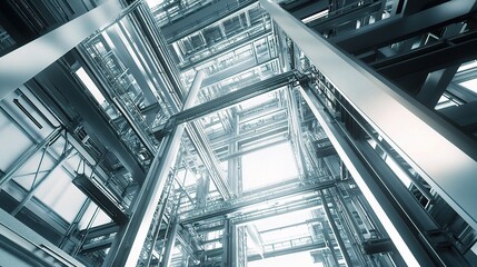 Expansive Steel Structure in Modern Industrial Factory Interior