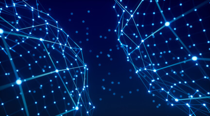 science and technology glow line space in dark background,3d rendering