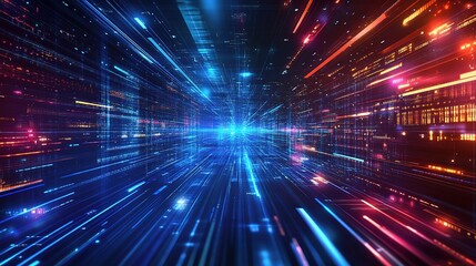 Futuristic Urban Architecture Concept with Dynamic Light Trails