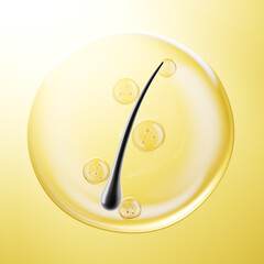Human hair and essence cell liquid,3d rendering