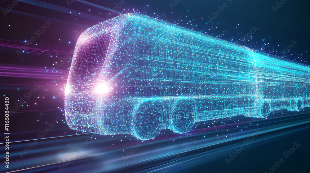Poster digital train, high-speed rail of the future, traveling fast and efficiently through data streams