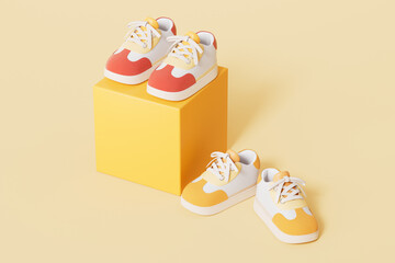 cartoon style sneakers shoes,3d rendering