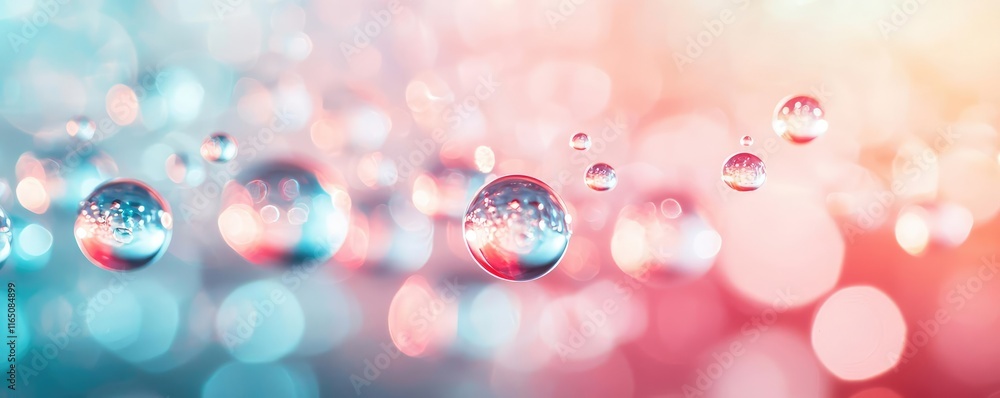 Poster droplets abstract background idea. colorful water droplets create a dreamy blurred background with a