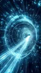 Obraz premium Digital Tunnel, Data Streams Converge Towards the Future