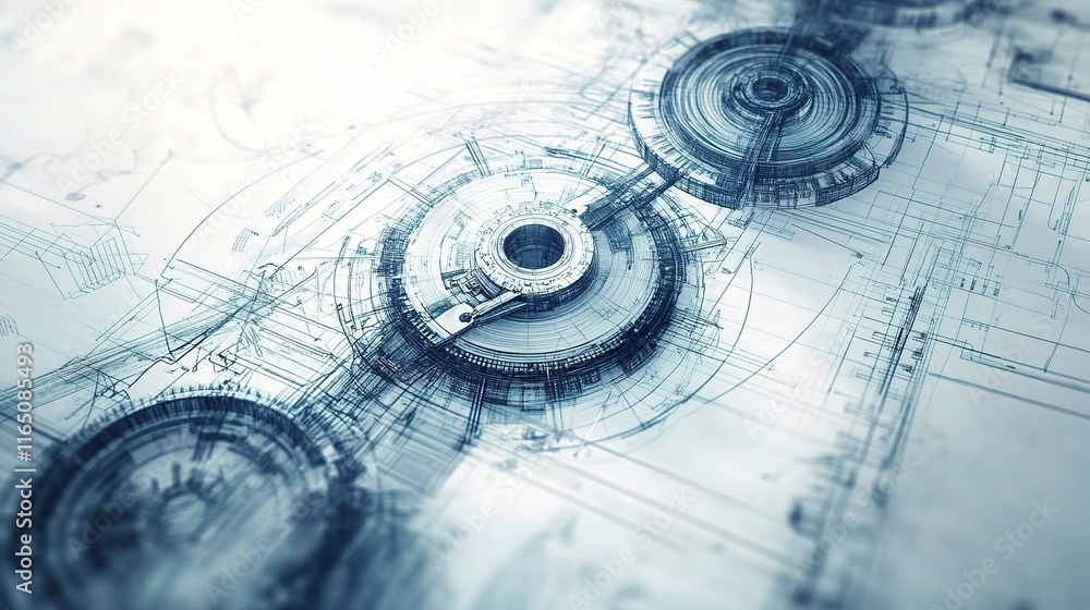 Poster abstract technical drawing for mechanical engineering projects