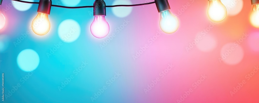 Poster Sparkle abstract background concept. Colorful string lights illuminate a vibrant and festive atmosphere, perfect for gatherings.