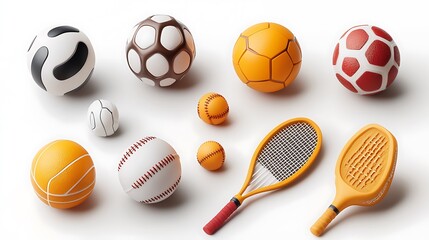 Sport equipment collection indoor studio photography bright setup