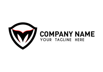 Letter M logo design with shield vector graphic. Abstract M shield logo design concept, Cool and modern letter logo design