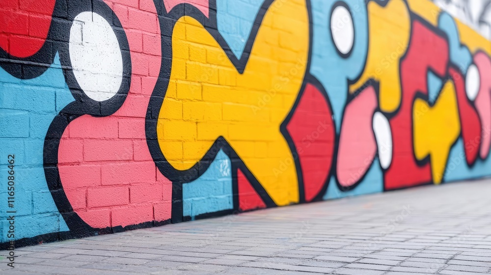 Poster graffiti abstract background concept. vibrant abstract mural showcasing bold colors and playful shap