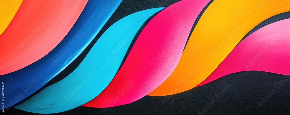 Aufkleber Graffiti abstract background concept. Vibrant abstract waves in bright colors create a dynamic visual backdrop.