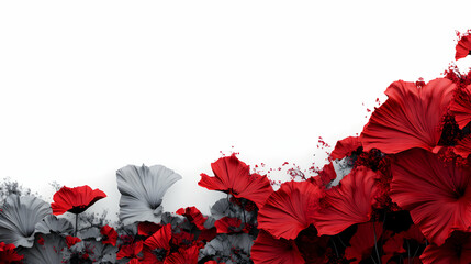 Red & Gray Floral Arrangement, Botanical Beauty Blooms Vibrantly Against White Background