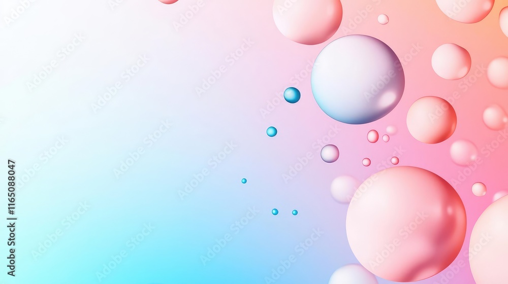 Poster Droplets abstract background idea. Colorful abstract background with circles in soft pastel tones, perfect for design projects.