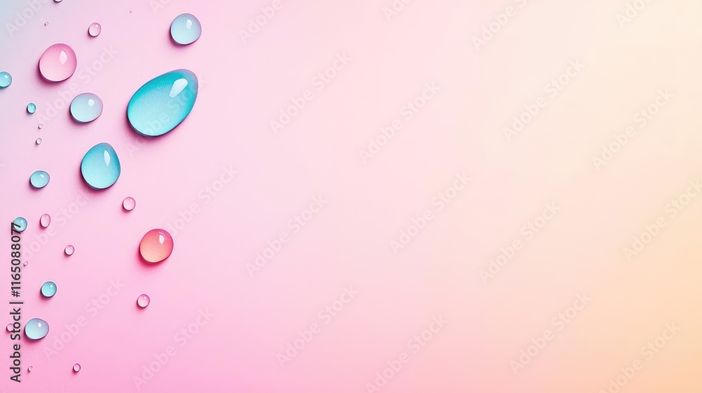 Aufkleber droplets abstract background idea. colorful water droplets on a soft pastel background, creating a f