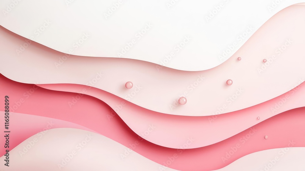 Poster Droplets abstract background idea. Soft pink and white abstract wave design with subtle textures and patterns.