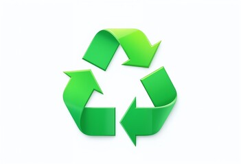 Obraz premium Green recycling symbol with three arrows forming a loop, signifying sustainability and eco-friendly practices.