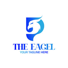 Letter P eagle logo design template with blue color. Letter P eagle head logo design, Creative eagle icon, Company logo
