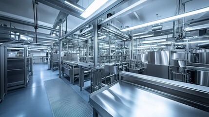 Naklejka premium Advanced Interior View of a Spacious Manufacturing Facility