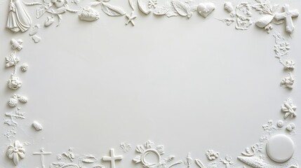 White Bas Relief Frame With Religious And Nature Motifs