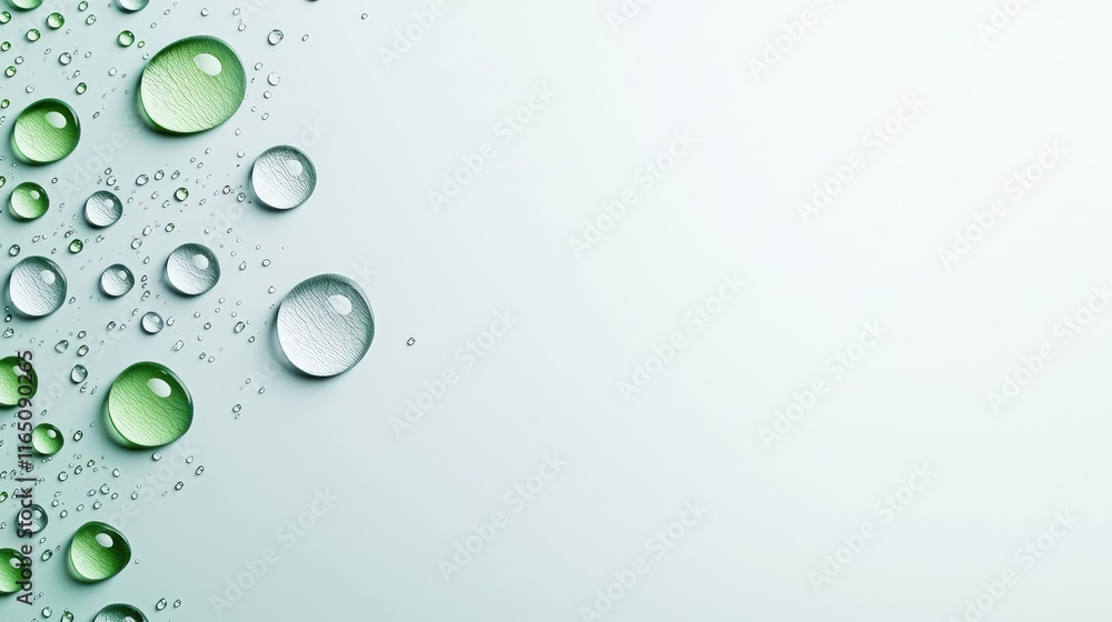 Poster Droplets abstract background idea. Bright water droplets create an elegant and refreshing backdrop for design projects.