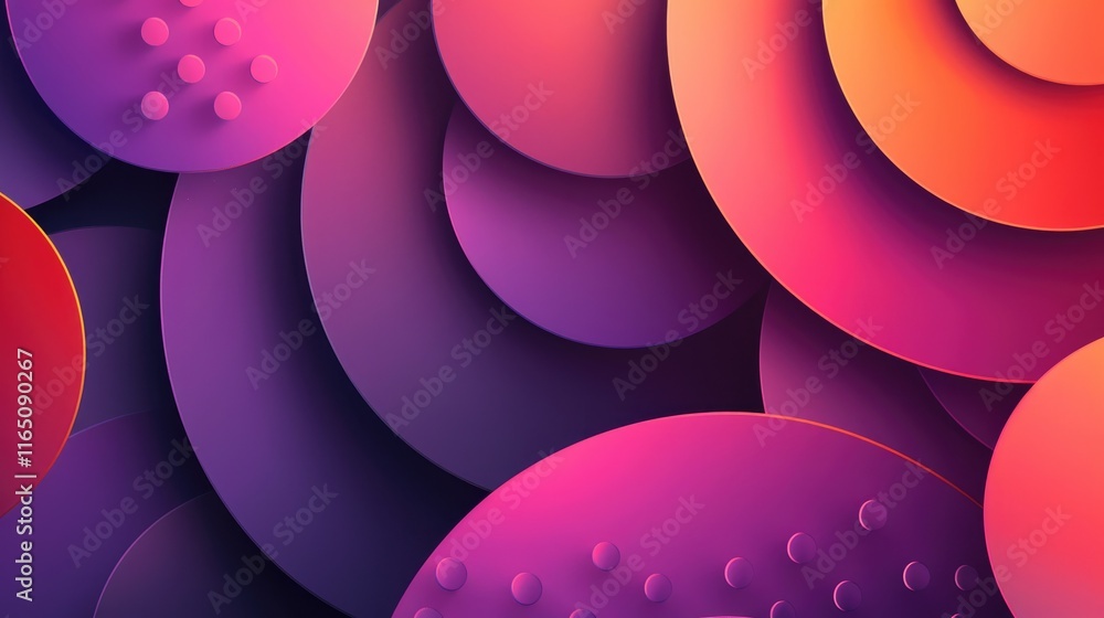 Aufkleber abstract design featuring layered circular shapes in vibrant colors and gradients.