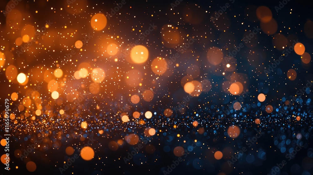 Poster Sparkle abstract background concept. A mesmerizing abstract background featuring vibrant bokeh effects in orange and blue.