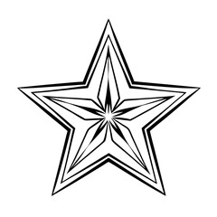 Obraz premium Five-pointed star outline graphic design on white background with copy space