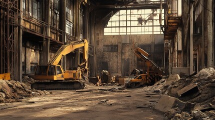 Industrial Construction Zone with Machinery and Equipment Inside