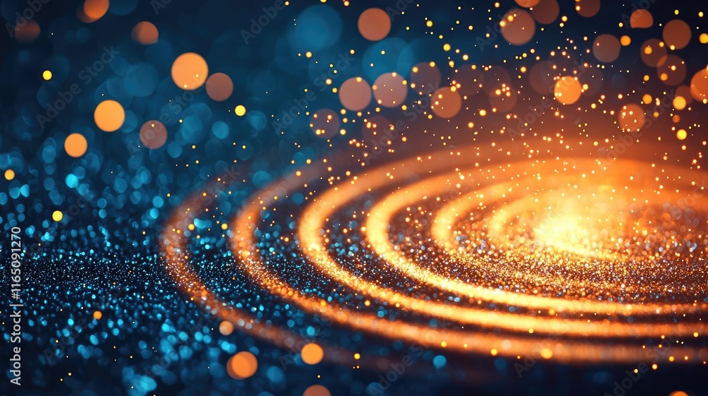 Aufkleber Sparkle abstract background concept. Abstract image of vibrant waves of light and sparkling particles in a dark background.