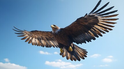 Obraz premium Majestic Eagle Soaring Through A Clear Blue Sky