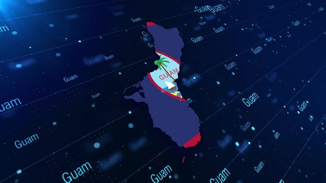 Guam Country Map Displaying On A Modern Dark Background. Map Of Guam
