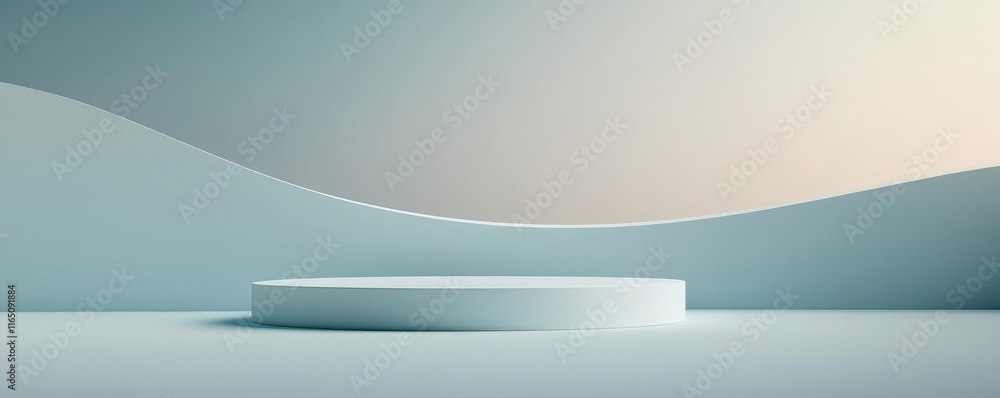Poster droplets abstract background idea. minimalist display podium with smooth curves in soft pastel color