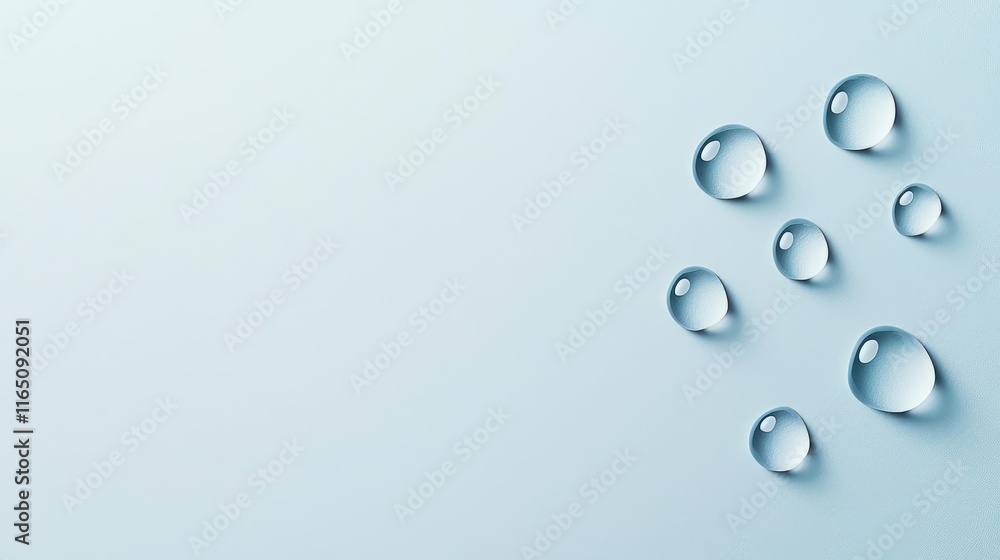 Poster droplets abstract background idea. aesthetic water droplets on a smooth surface, evoking calm and tr