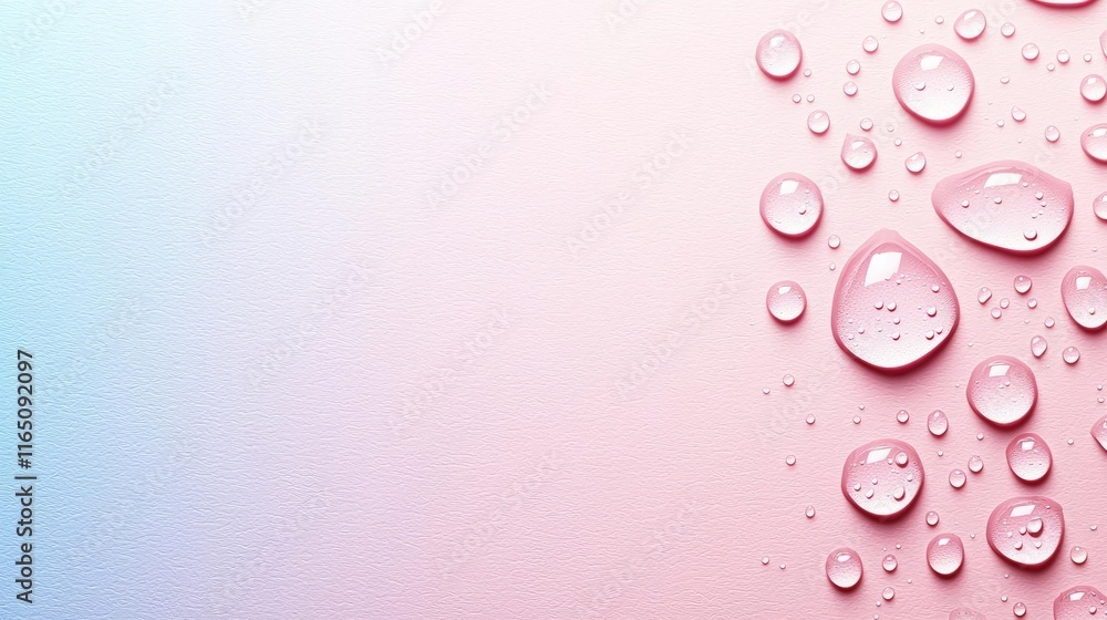 Poster droplets abstract background idea. colorful water droplets on a soft gradient background, perfect fo