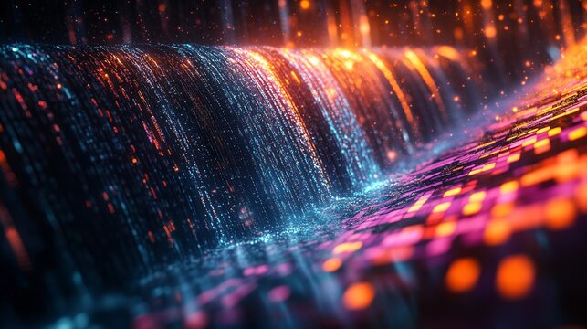 Transparent data streams cascading down like a digital waterfall - Powered by Adobe